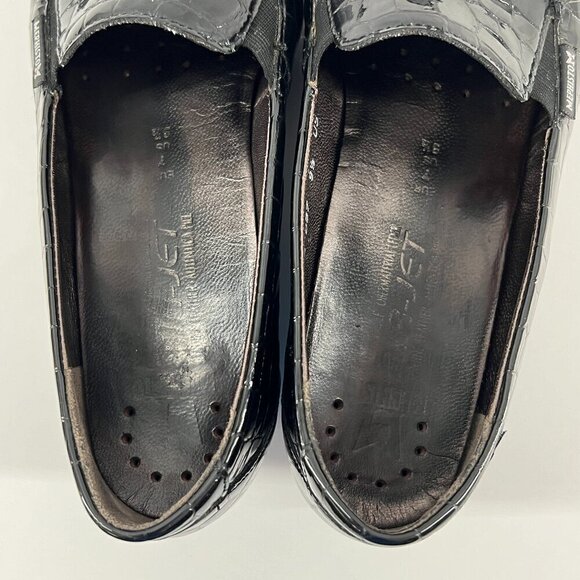 Mephisto Celka Croc Emboss Patent Black Leather Wedge Slip On Loafers Size 9.5 - Picture 10 of 15